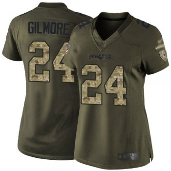Patriots #24 Stephon Gilmore Green Women's Stitched Football Limited 2015 Salute to Service Jersey