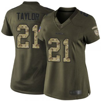 Redskins #21 Sean Taylor Green Women's Stitched Football Limited 2015 Salute to Service Jersey