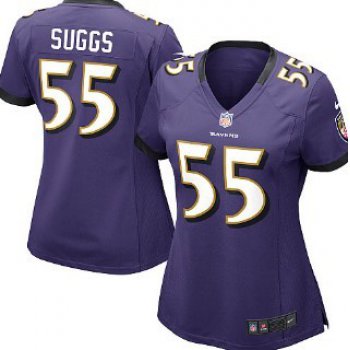 Nike Baltimore Ravens #55 Terrell Suggs Purple Game Womens Jersey