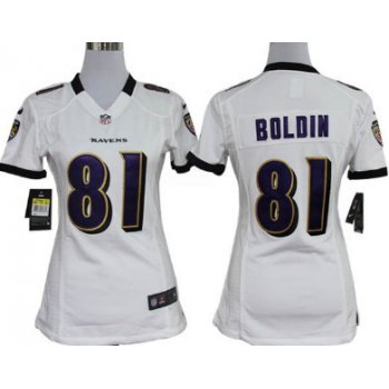 Nike Baltimore Ravens #81 Anquan Boldin White Game Womens Jersey