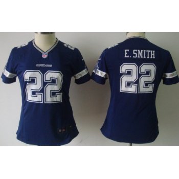 Nike Dallas Cowboys #22 Emmitt Smith Blue Game Womens Jersey