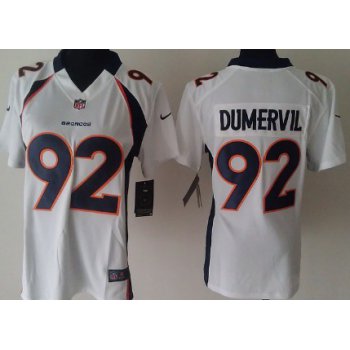 Nike Denver Broncos #92 Elvis Dumervil White Game Womens Jersey