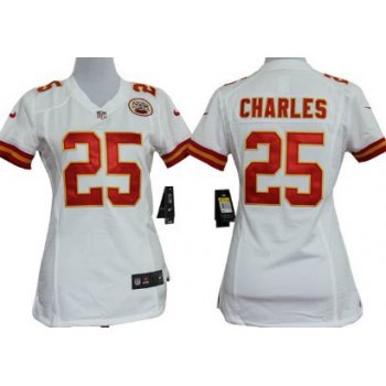 Nike Kansas City Chiefs #25 Jamaal Charles White Game Womens Jersey