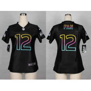 Nike Seattle Seahawks #12 Fan Pro Line Black Fashion Womens Jersey