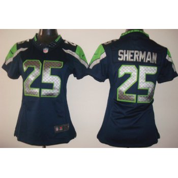 Nike Seattle Seahawks #25 Richard Sherman Navy Blue Limited Womens Jersey