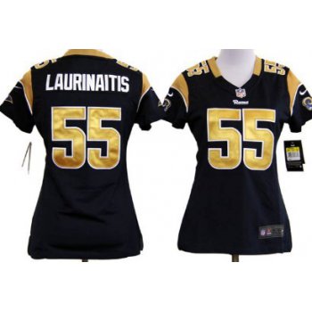 Nike St. Louis Rams #55 James Laurinaitis Navy Blue Game Womens Jersey