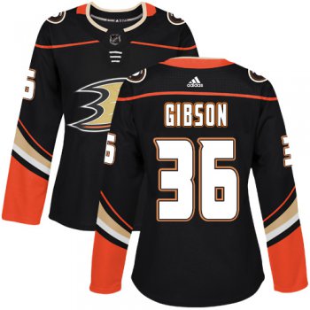 Adidas Anaheim Ducks #36 John Gibson Black Home Authentic Women's Stitched NHL Jersey