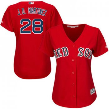 Boston Red Sox #28 J. D. Martinez Red Alternate Women's Stitched MLB Jersey
