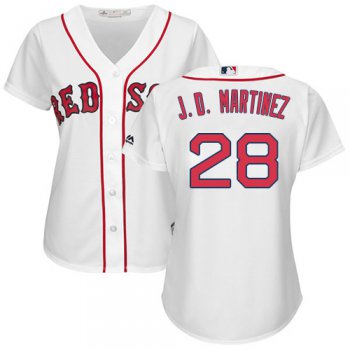 Boston Red Sox #28 J. D. Martinez White Home Women's Stitched MLB Jersey