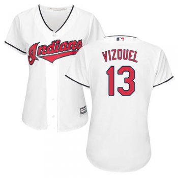 Cleveland Indians #13 Omar Vizquel White Home Women's Stitched MLB Jersey