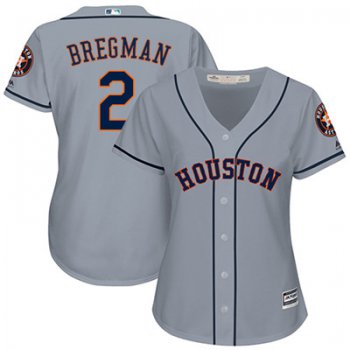 Houston Astros #2 Alex Bregman Grey Road Women's Stitched Baseball Jersey