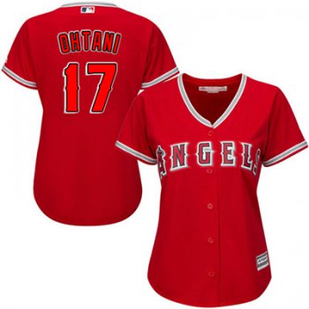 LA Angels of Anaheim #17 Shohei Ohtani Red Alternate Women's Stitched MLB Jersey