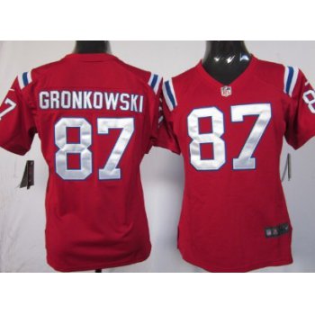 Nike New England Patriots #87 Rob Gronkowski Red Game Womens Jersey