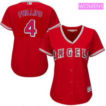 Women's Los Angeles Angels #4 Brandon Phillips Red Alternate Stitched MLB Majestic Cool Base Jersey
