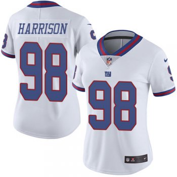 Women's Nike New York Giants #98 Damon Harrison White Stitched NFL Limited Rush Jersey