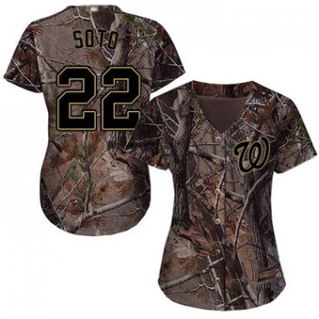 Nationals #22 Juan Soto Camo Realtree Collection Cool Base Women's Stitched Baseball Jersey
