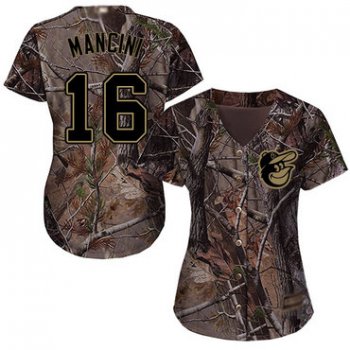 Orioles #16 Trey Mancini Camo Realtree Collection Cool Base Women's Stitched Baseball Jersey