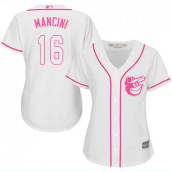 Orioles #16 Trey Mancini White Pink Fashion Women's Stitched Baseball Jersey