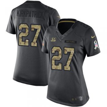 Women's Nike Cincinnati Bengals #27 Dre Kirkpatrick Black Stitched NFL Limited 2016 Salute to Service Jersey
