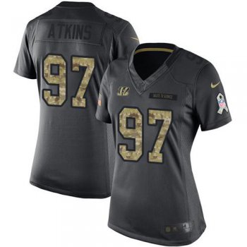 Women's Nike Cincinnati Bengals #97 Geno Atkins Black Stitched NFL Limited 2016 Salute to Service Jersey