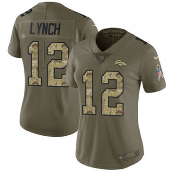 Women's Nike Denver Broncos #12 Paxton Lynch Olive Camo Stitched NFL Limited 2017 Salute to Service Jersey