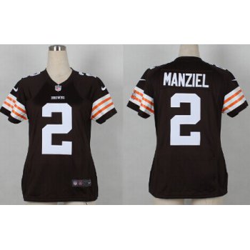 Nike Cleveland Browns #2 Johnny Manziel Brown Game Womens Jersey