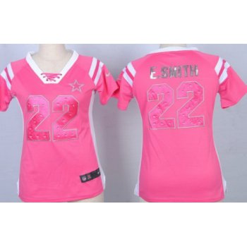Nike Dallas Cowboys #22 Emmitt Smith Drilling Sequins Pink Womens Jersey