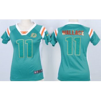 Nike Miami Dolphins #11 Mike Wallace Drilling Sequins Green Womens Jersey