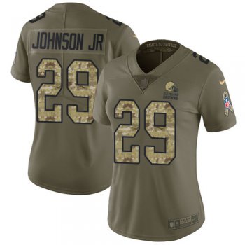 Women's Nike Cleveland Browns #29 Duke Johnson Jr Olive Camo Stitched NFL Limited 2017 Salute to Service Jersey