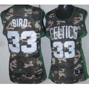 Boston Celtics #33 Larry Bird Camo Fashion Womens Jersey