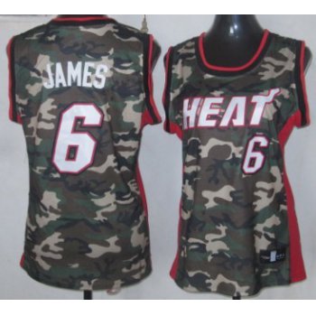 Miami Heat #6 LeBron James Camo Fashion Womens Jersey