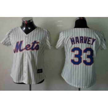 New York Mets #33 Matt Harvey Cream Womens Jersey