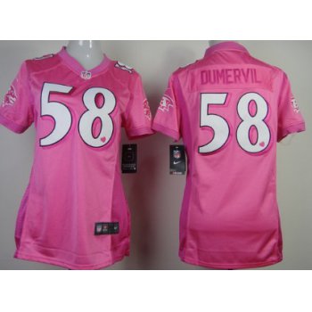 Nike Baltimore Ravens #58 Elvis Dumervil Pink Love Womens Jersey