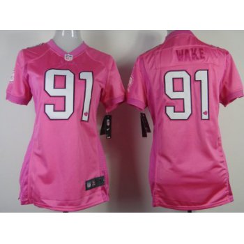 Nike Miami Dolphins #91 Cameron Wake Pink Love Womens Jersey