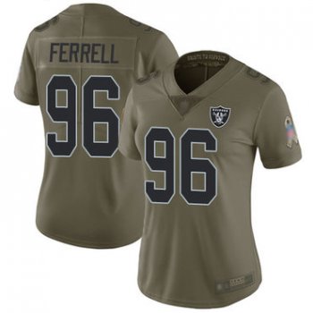 Raiders #96 Clelin Ferrell Olive Women's Stitched Football Limited 2017 Salute to Service Jersey