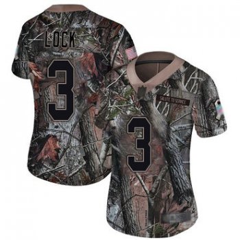 Broncos #3 Drew Lock Camo Women's Stitched Football Limited Rush Realtree Jersey