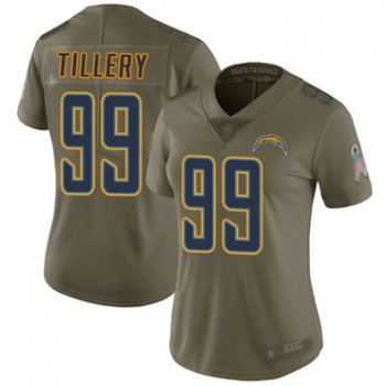Chargers #99 Jerry Tillery Olive Women's Stitched Football Limited 2017 Salute to Service Jersey