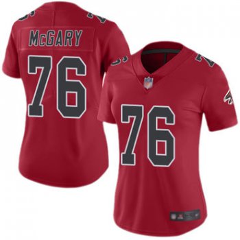 Falcons #76 Kaleb McGary Red Women's Stitched Football Limited Rush Jersey