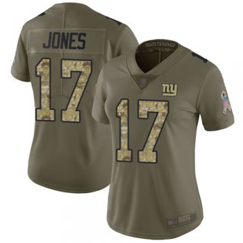 Giants #17 Daniel Jones Olive Camo Women's Stitched Football Limited 2017 Salute to Service Jersey