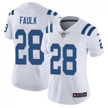 Women's Nike Indianapolis Colts #28 Marshall Faulk White Stitched NFL Vapor Untouchable Limited Jersey