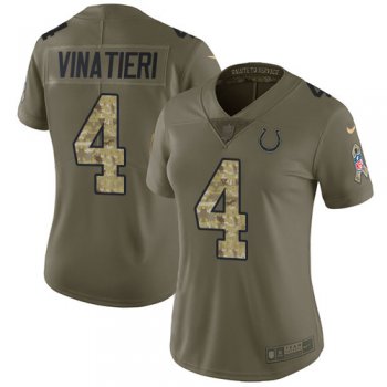 Women's Nike Indianapolis Colts #4 Adam Vinatieri Olive Camo Stitched NFL Limited 2017 Salute to Service Jersey