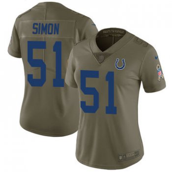 Women's Nike Indianapolis Colts #51 John Simon Olive Stitched NFL Limited 2017 Salute to Service Jersey