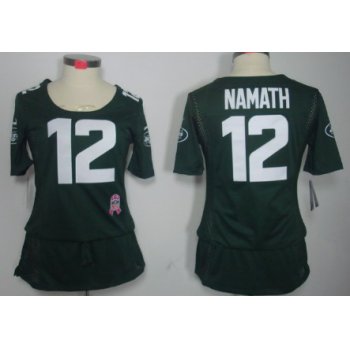 Nike New York Jets #12 Joe Namath Breast Cancer Awareness Green Womens Jersey