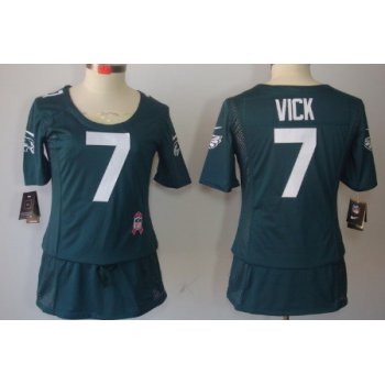Nike Philadelphia Eagles #7 Michael Vick Breast Cancer Awareness Dark Green Womens Jersey