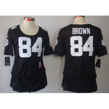 Nike Pittsburgh Steelers #84 Antonio Brown Breast Cancer Awareness Black Womens Jersey