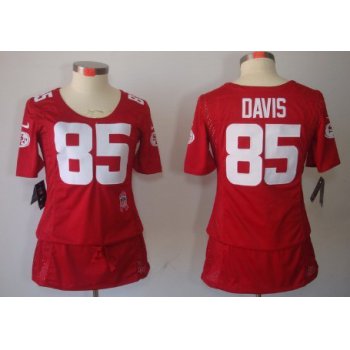 Nike San Francisco 49ers #85 Vernon Davis Breast Cancer Awareness Red Womens Jersey