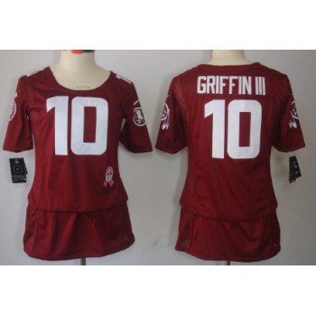 Nike Washington Redskins #10 Robert Griffin III Breast Cancer Awareness Red Womens Jersey