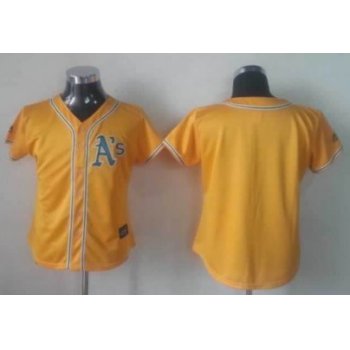 Oakland Athletics Blank Yellow Womens Jersey