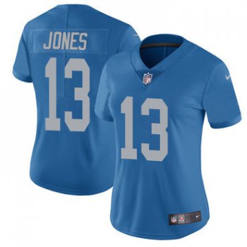 Women's Nike Detroit Lions #13 T.J. Jones Blue Throwback Stitched NFL Vapor Untouchable Limited Jersey