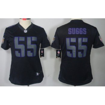 Nike Baltimore Ravens #55 Terrell Suggs Black Impact Limited Womens Jersey